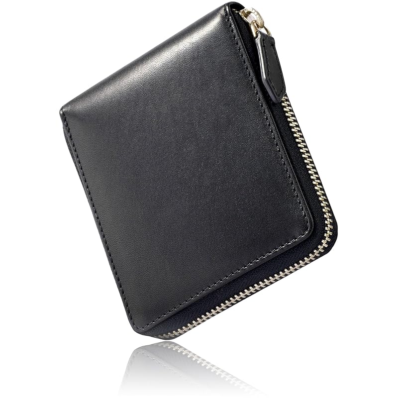 

[Eredita] wallet men s Bifold - Round zipper - Tochigi leather (black)