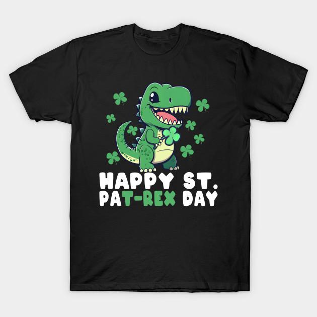 Men Black Print T-shirt Happy St Pat-Rex Dinosaur Saint Patrick S Day For Boys Girls No-Cut Transfer Paper Print Cotton Tshirt S