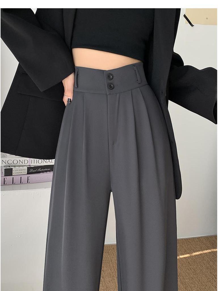 Women's High Waist Drapey Suit Pants, Petite Casual, Narrow & Wide Straight Leg Options, Spring/Autumn 2024.
