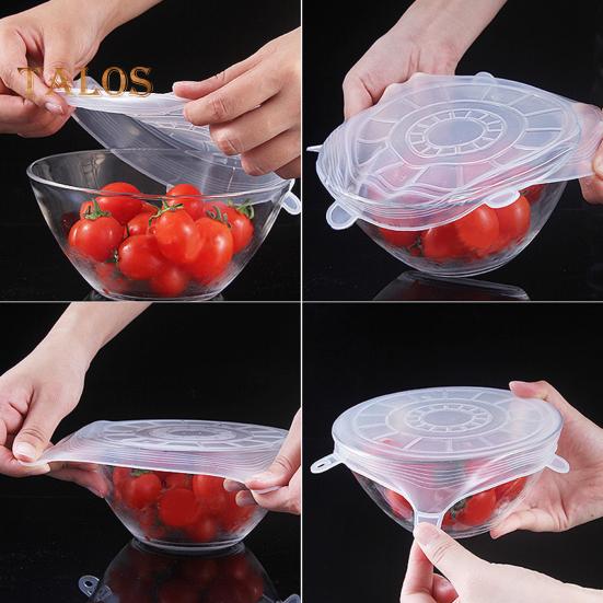 6Pcs Silicone Lid Cover Set Spill-proof Leak-proof Kitchen Helper Multi-size Fresh-keeping Lids for Containers High Low Temp Resistant Bowl Covers