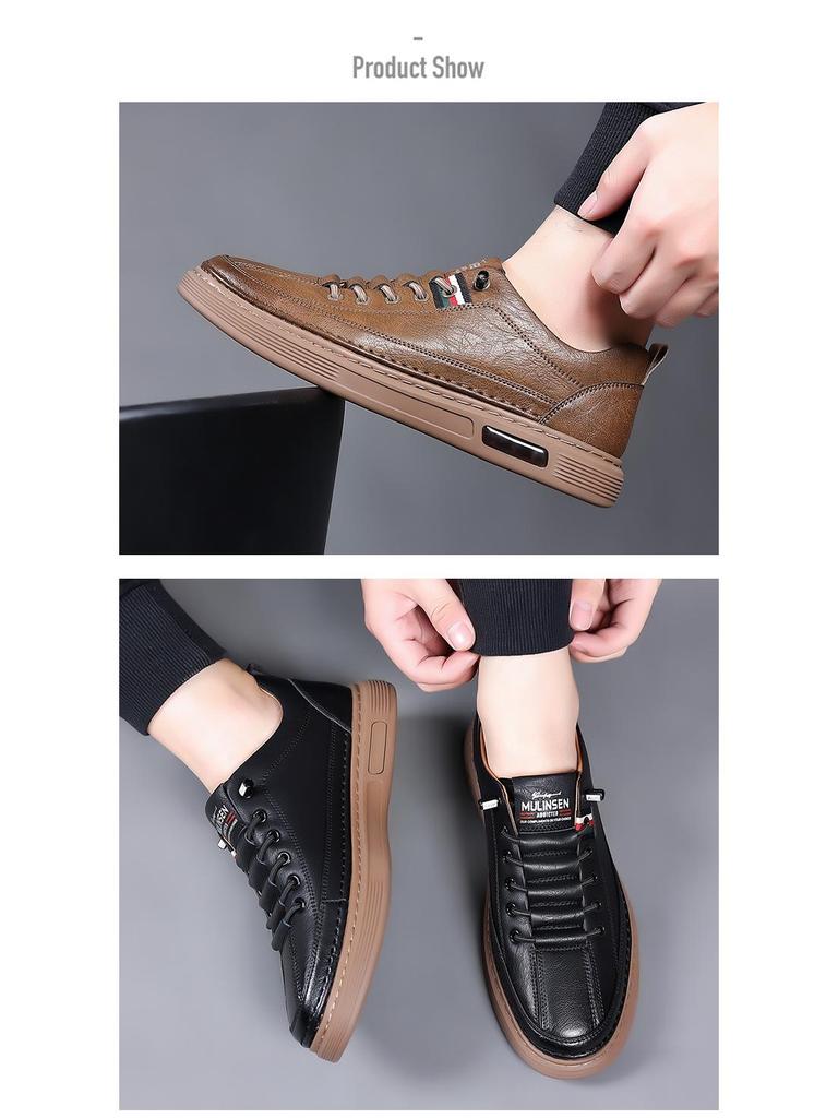 2025 Spring/Autumn Men's Genuine Leather Sneakers - Versatile, Breathable, and Soft Sole Casual Shoes