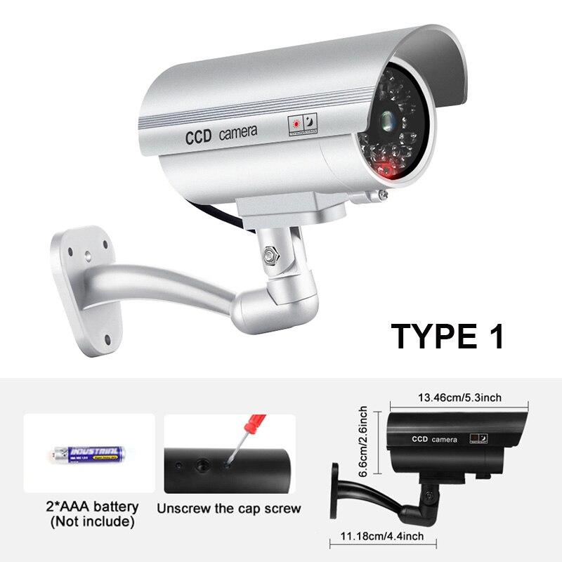 1PC Dummy Security Camera Watreproof Indoor Outdoor Fake CCTV Surveillance System, Red Flashing LED Lights, No Wiring Required