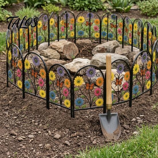Wyjątkowe prezenty ogrodowe dla przyjaciół Ogrodzenie Bariera dla zwierząt, Panelowy Metalowy Panel Graniczny z Drutu Kwiatowo-Motylkowy, Panel Graniczny Łukowy na Ścieżkę Zewnętrzną, rabatka kwiatowa