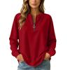 Women's Casual Loose Fit V-Neck Zip Up Long Sleeve Sweatshirt