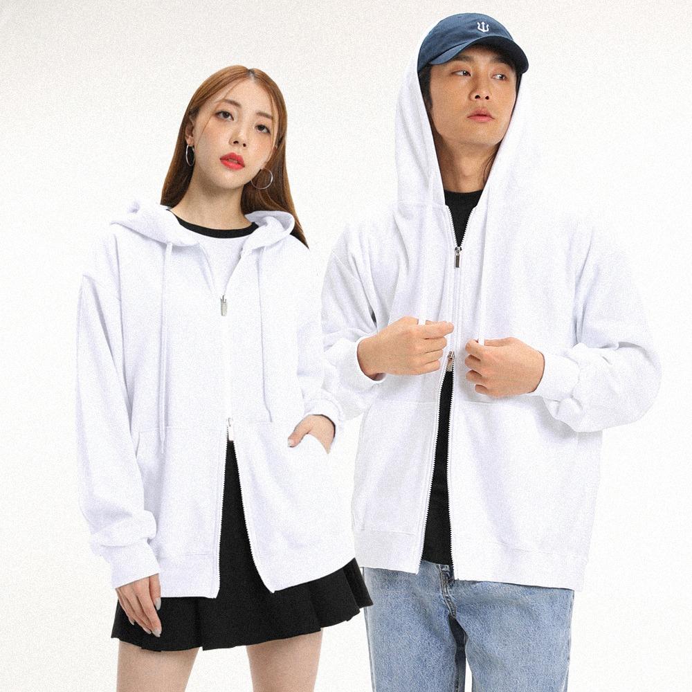 Granfinny Double-Sided Two-Way Zip-Up Hoodie - White