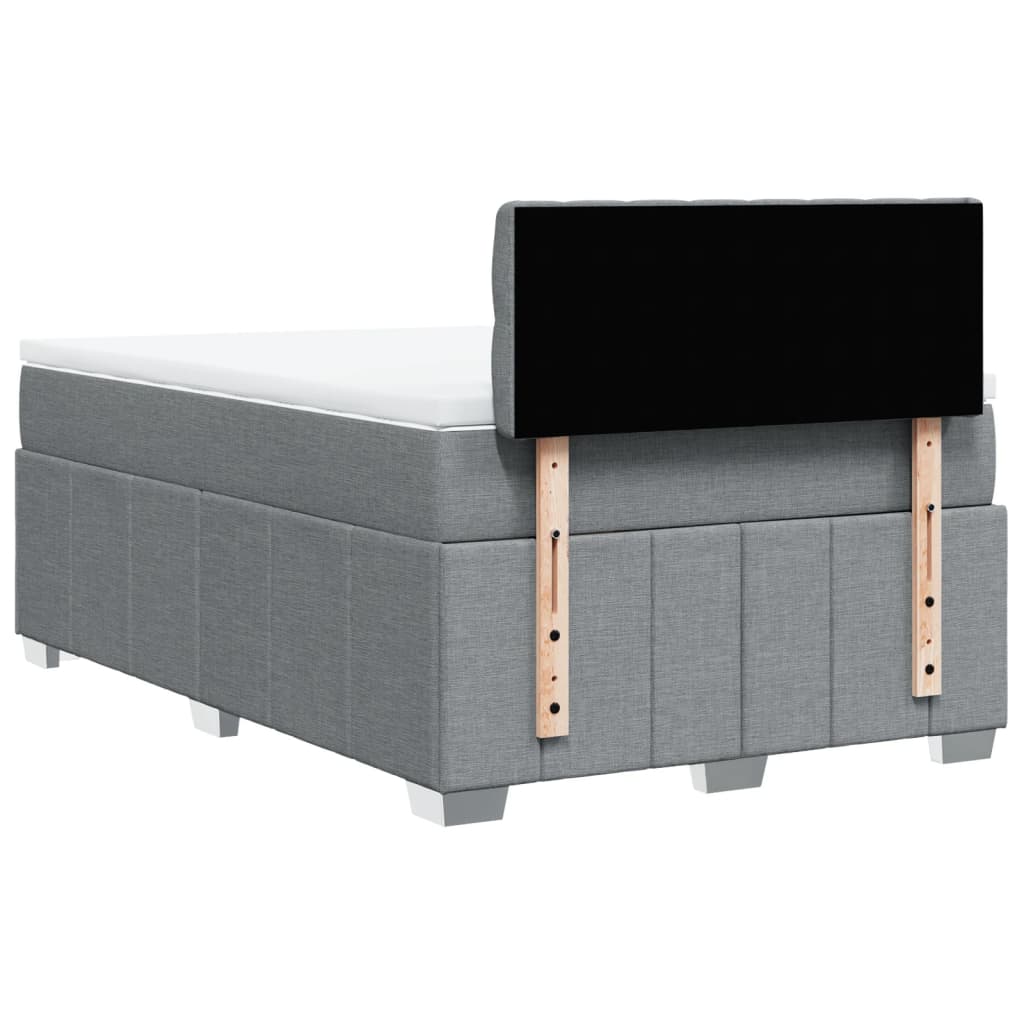 Box Spring Bed with Mattress Light Grey 120 x 190 cm Fabric