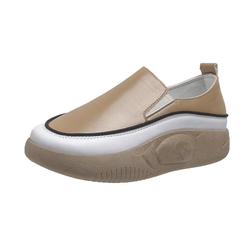 Women's Plus Size Sports Shoes Thick Sponge Cake Sole Solid Color Casual Single Shoes Round Headed Sneaker Shoes 35-44