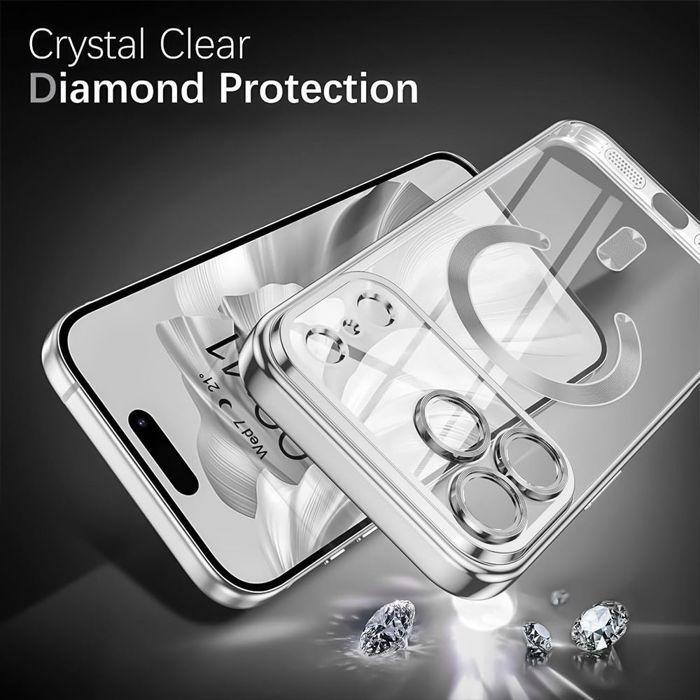 Coque de Protection - BOOLING - pour iPhone 17 Pro - avec Cercle Magnétique Argenté Brillant - 2 Vitres