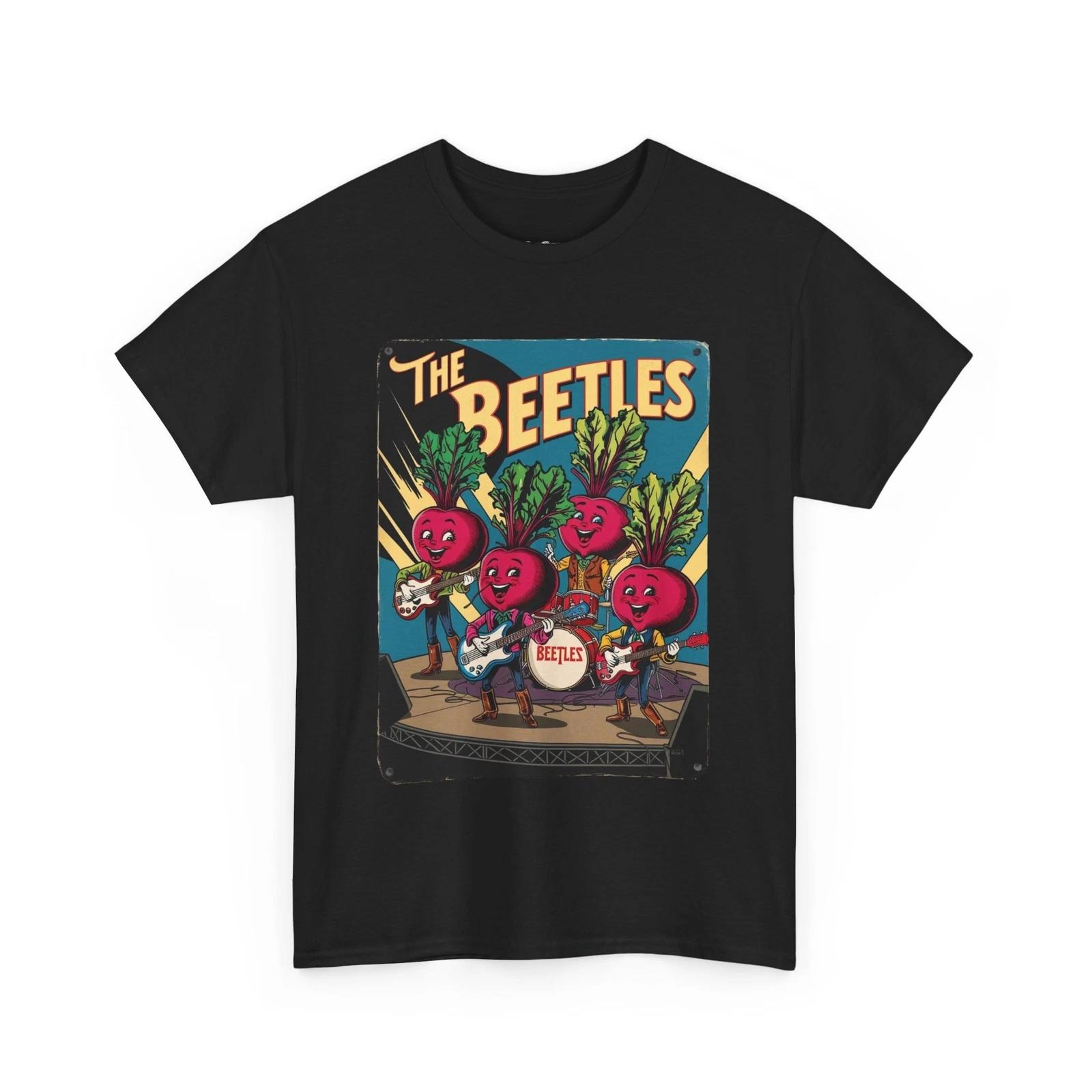 Beetles Jamming Out Unisex Tee, Music Vegetables Shirt, Retro Rock Band Top, S