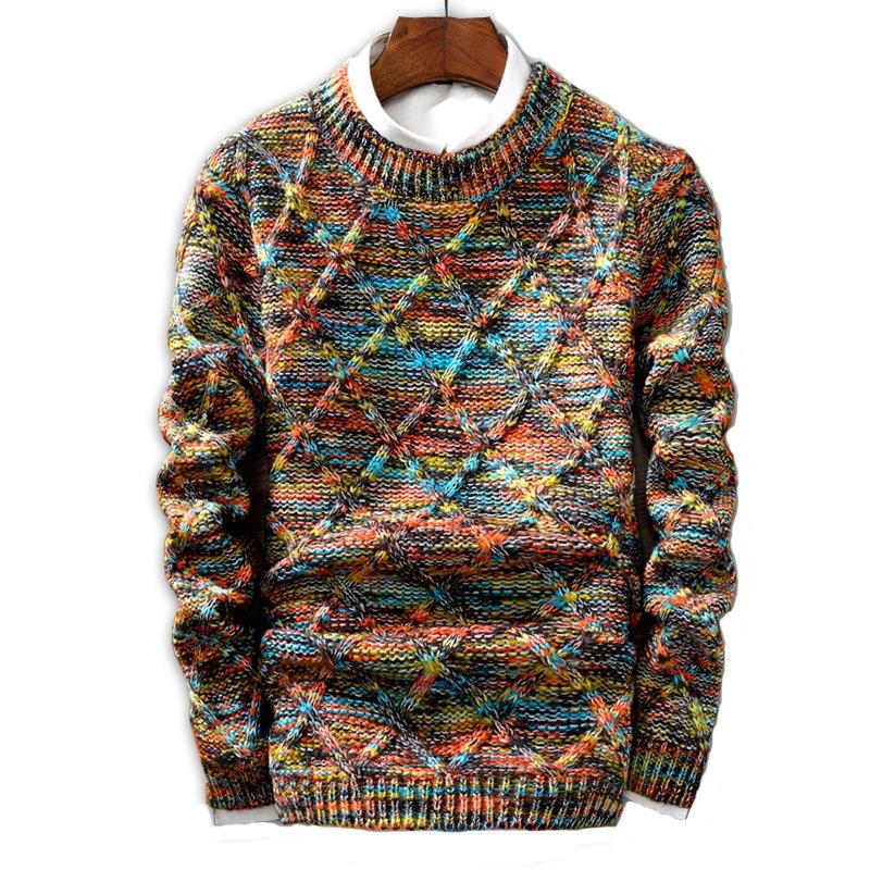 Retro Twist Autumn Crew Neck Sweater Men's Long Sleeve Jacket Men's Knitted Sweater Green Men's Clothing