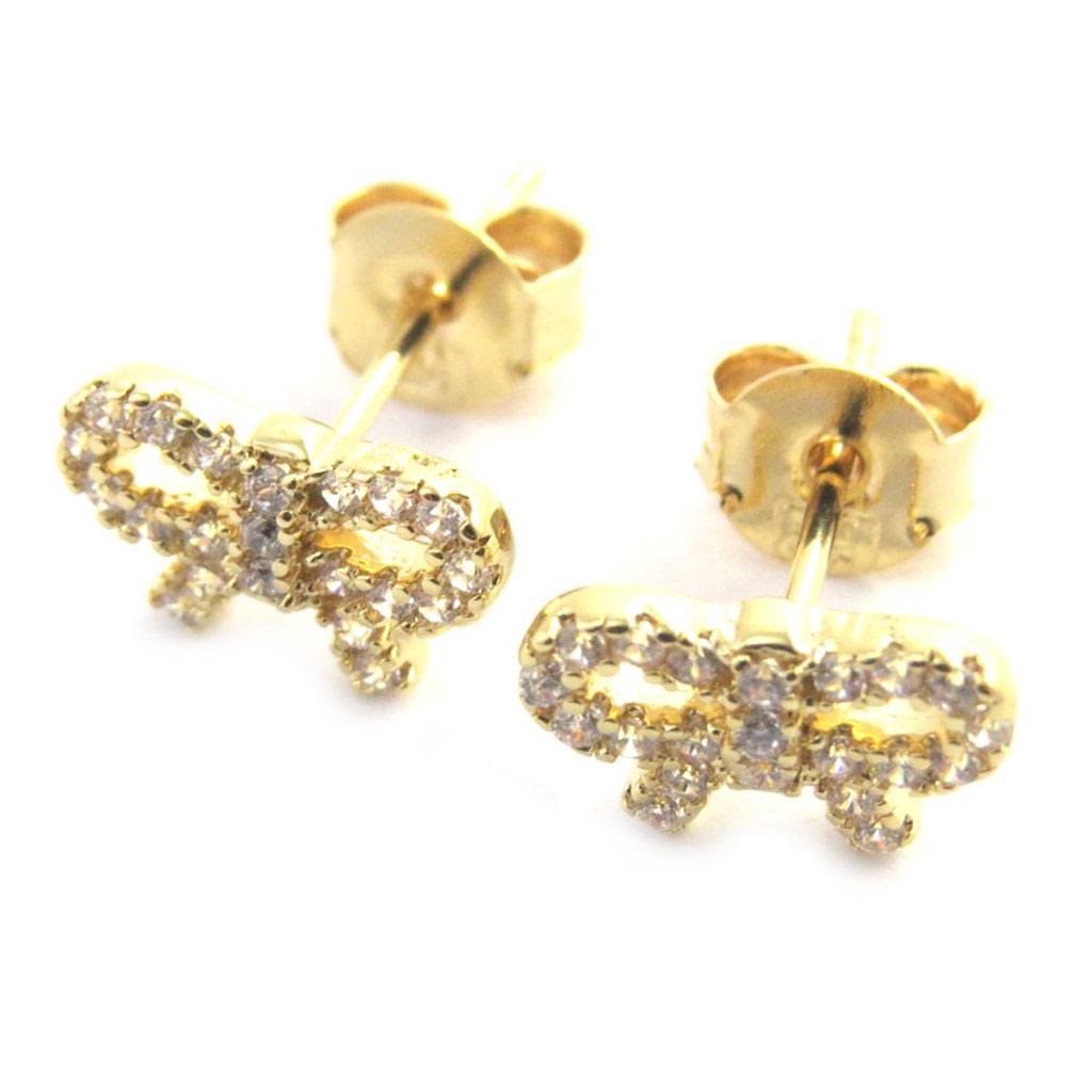 Les Trésors De Lily [M9454] - Gold-plated Earrings 'Romantic Knot' White Gold - 9x6 Mm