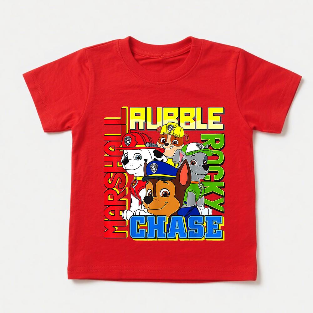 Summer Clothing Paw Patrol Character Cartoon Dog Pattern T-Shirt Children's Short Sleeve Shirt Suitable for Boys and Girls