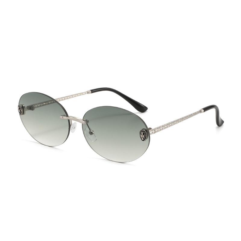 New rimless trimmed glasses oval snakehead personalized sunglasses European and American retro fashion sunglasses sunglasses