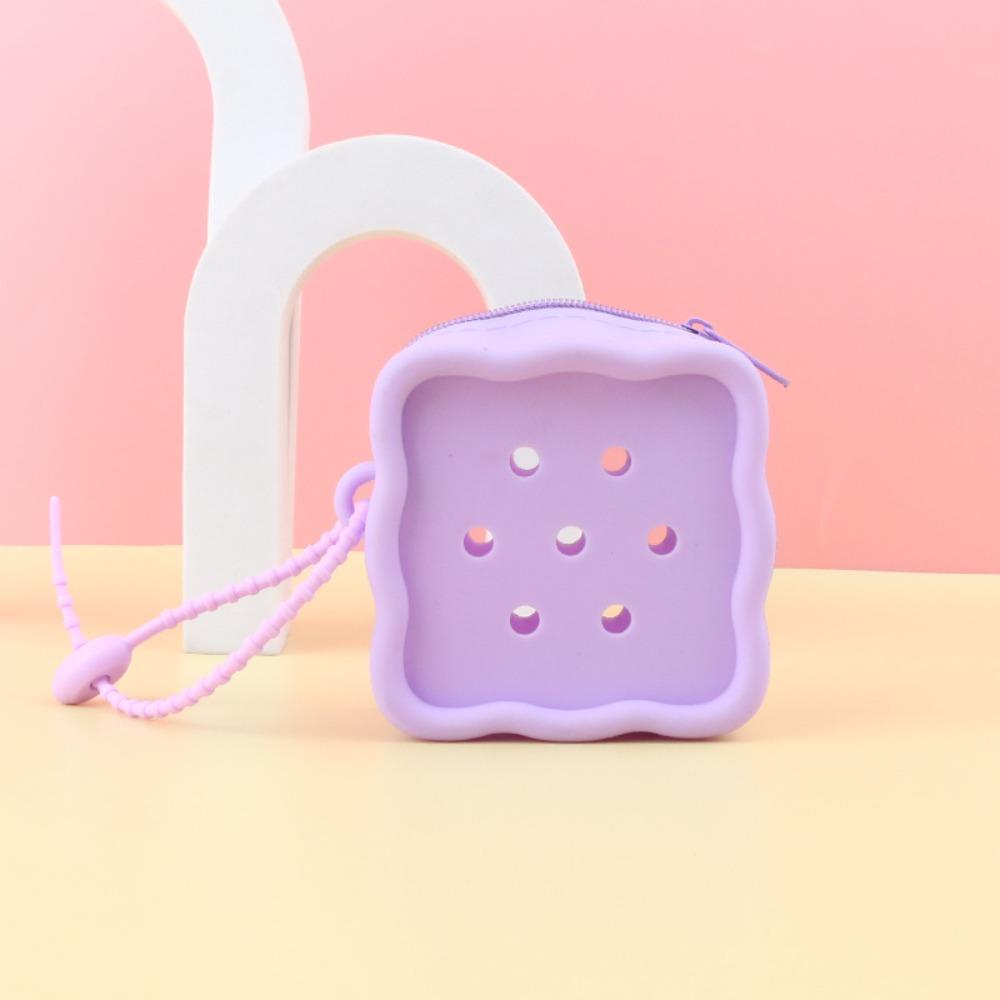Милый кошелек для монет с дырочками Мини-держатель для карт из силикона Сумка для хранения на молнии
