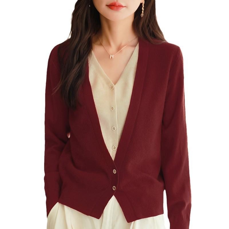 Women S Long Sleeve V Neck Knit Cardigan Casual Outerwear
