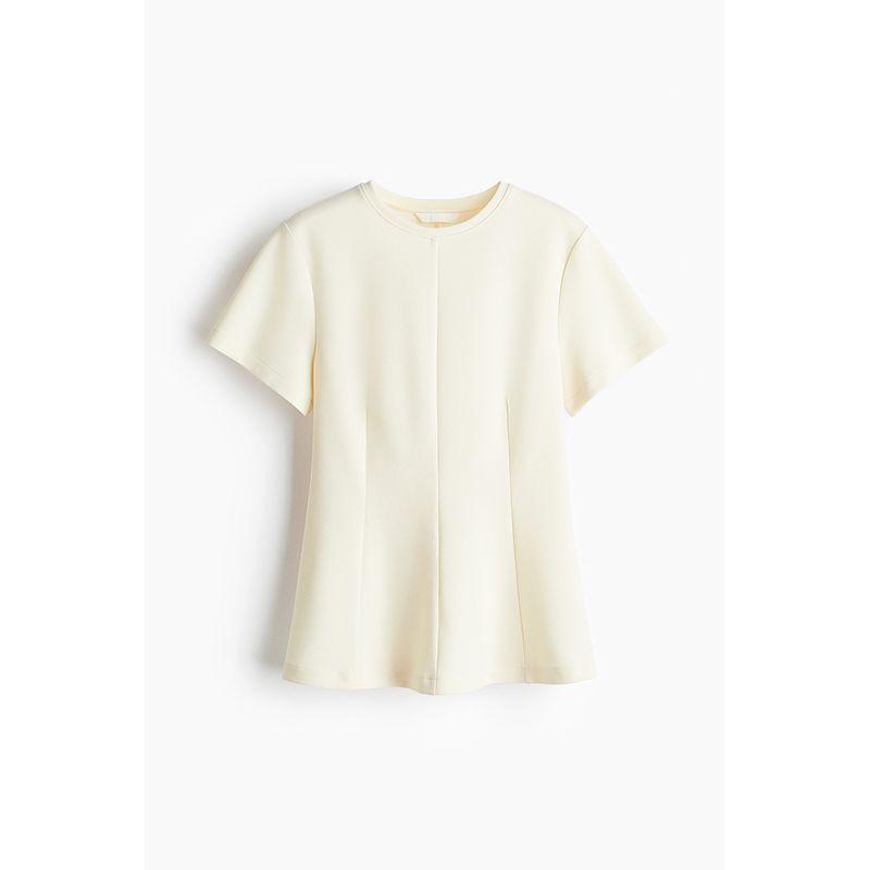 

HM Топ-футболка 2025 Лето Новая мода Женская одежда Облегающий талию Топ 1293326 Light yellow 175/116