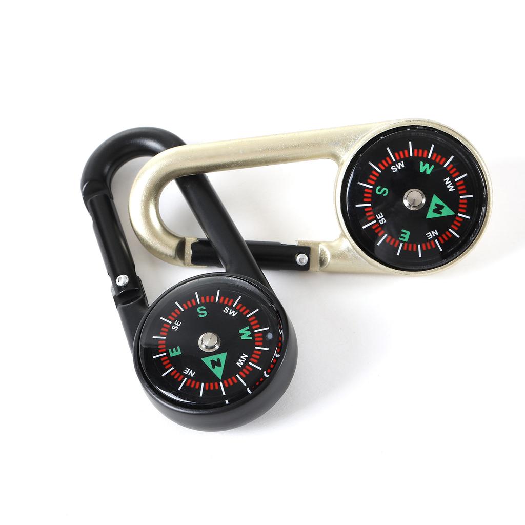 2-in-1 Metal Keychain with Compass, Carabiner, Multifunctional Outdoor Survival Gear for Hiking, Camping, Emergency