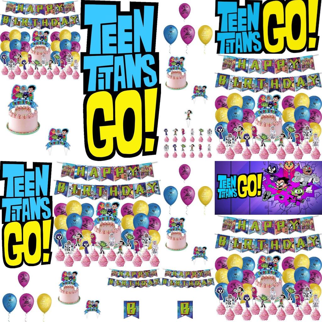 Vibrant Teen Titans Go Birthday Party Supplies Cartoon Character Decoration 32pcs Set
