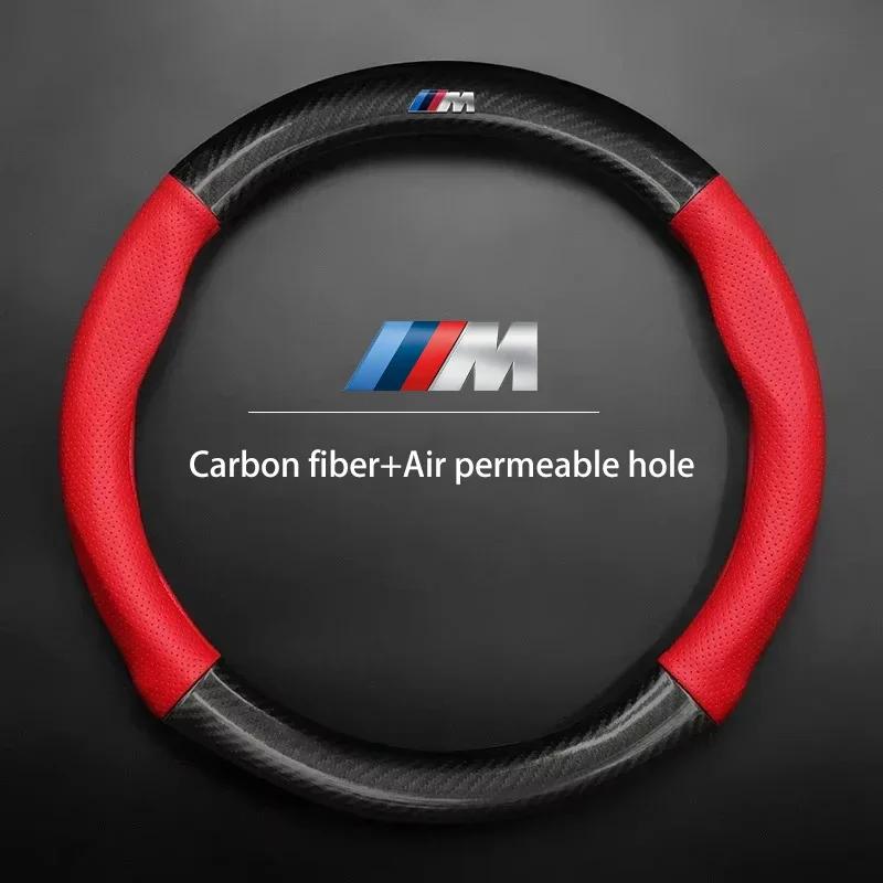 lhjzw4 Car Steering Wheel Cover Carbon Fiber Leather For BMW M E46 E90 E60 F30 E39 F10 F20 E87 E36 F20 F30 1 2 3 5 7 Series X1 X3 X5 X7