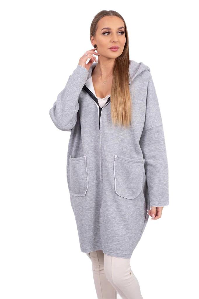 Bluza Ocieplana Rozpinana Z Dłuższym Tyłem Szara