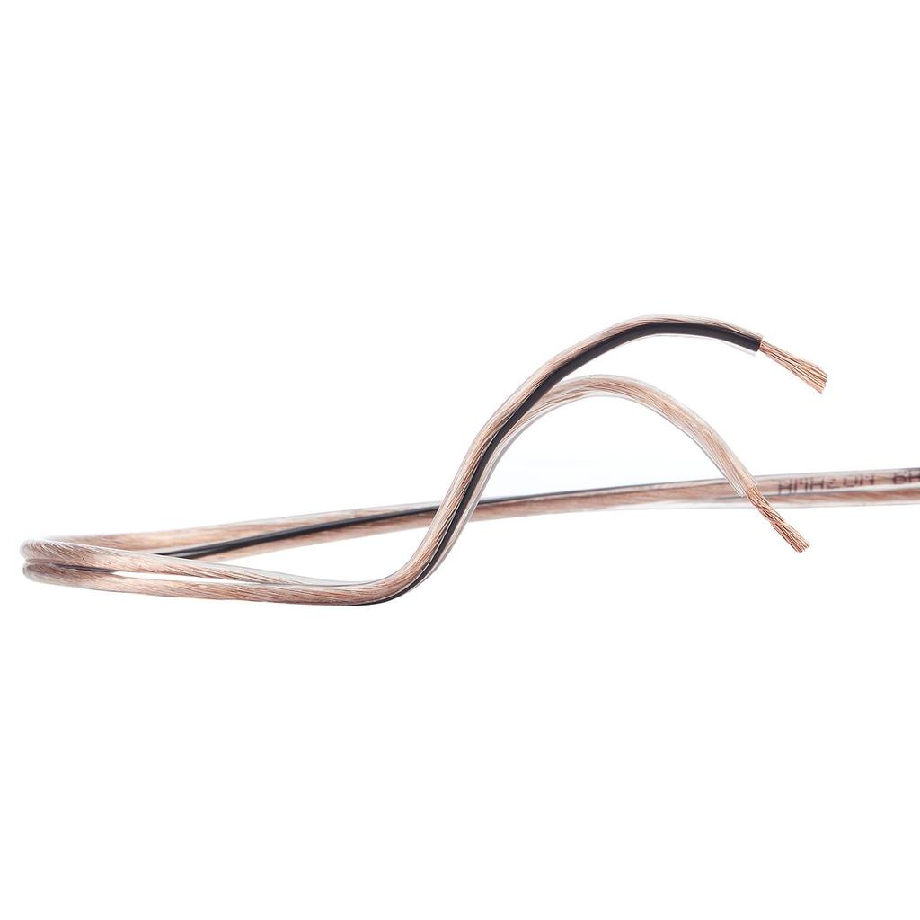 16-Gauge/AWG Speaker Wire, Oxygen-Free Copper, Two Conductors, Audio Speaker Cable for Car, Stereo, Subwoofer  (50 Feet, Copper, Transparent)