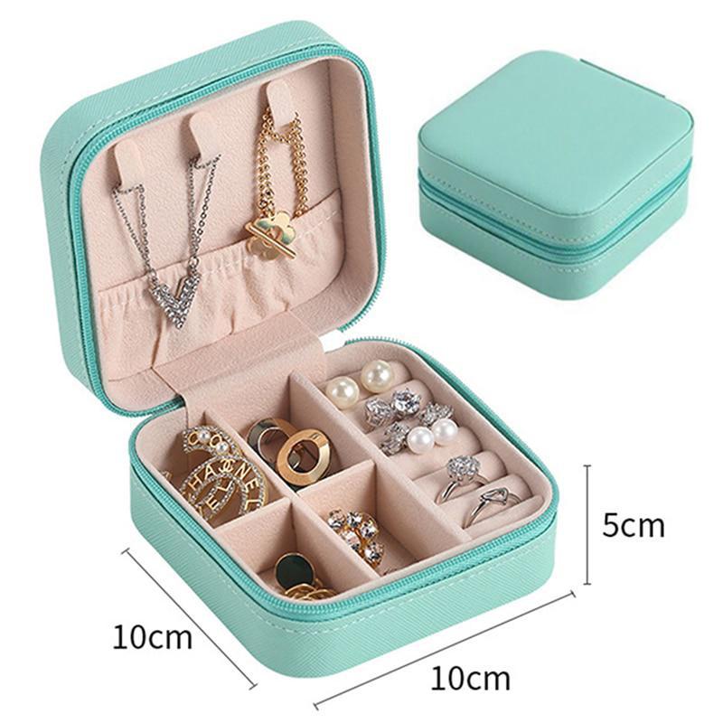1Pcs Tragbare Schmuck Box Schmuck Organizer Display Reise Schmuck Fall Boxen Taste Leder Lagerung Zipper Jewelers WBL