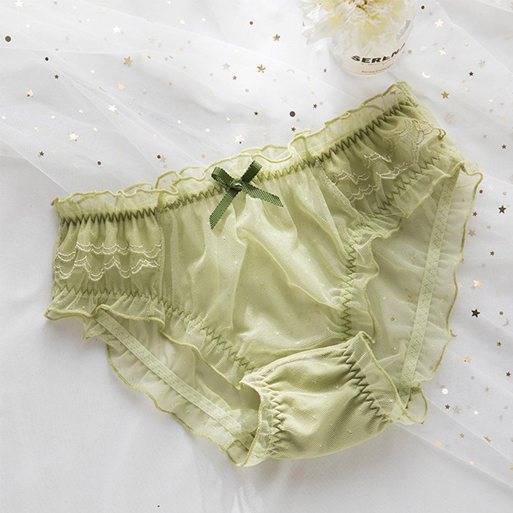 Sexy Thong Hollow Transparent Bow Lace Lingerie Mesh Panties Briefs Underwear
