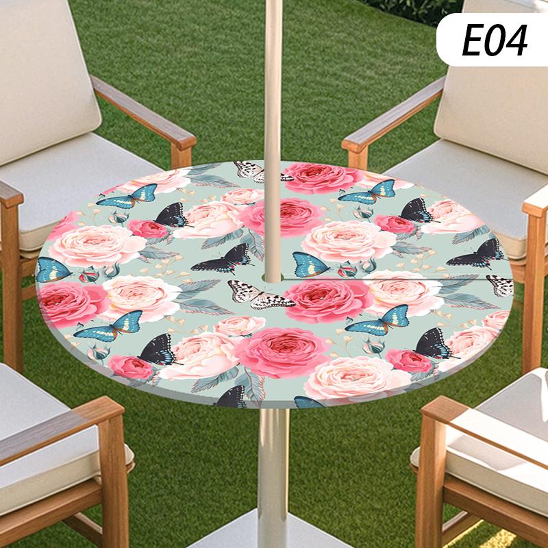 Round Table Cover Waterproof Oil-Proof Tablecloth Elastic Kitchen Dining Wedding Party Table Cover Outdoor Courtyard Home Decor