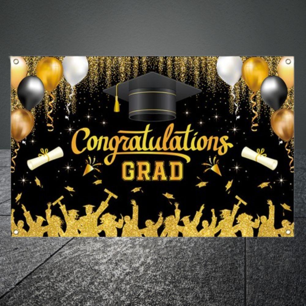 Glitter Graduates Background Celebrate Happy Graduation Banner School Party Decor