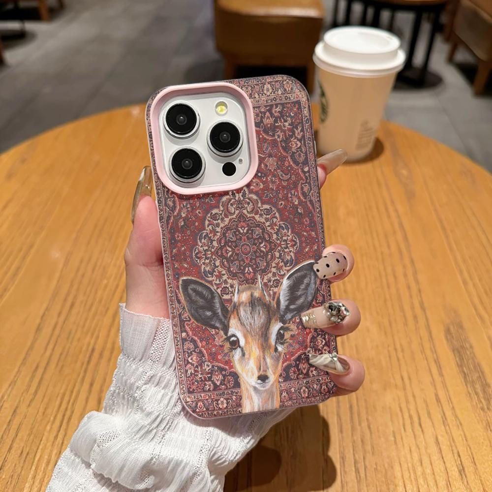 Deer Retro Pattern Transparent Minimalist Creative Phone Case For Iphone 17 Air 16 15 Pro Max 14 Plus 13 12 11 17E Soft Cover