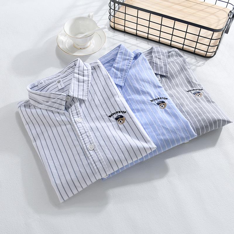 Spring New Japanese Striped Shirt Versatile Japanese Single Wear Pure Cotton Long-sleeved Shirt