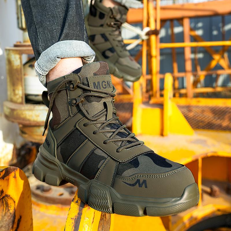 Men Steel Toe Safety Work Boots Indestructible Construction Safety Boots Puncture Proof Male Work Shoes Slip-Resistant Shoes