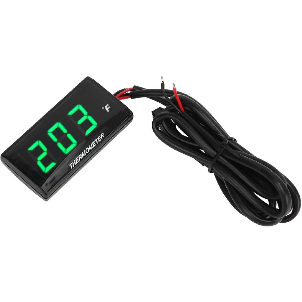 Motorrad Digitales Thermometer, DC 12V Ultra Dünnes Wassertemperaturanzeige Messgerät mit 18mm Sensoradapter und LCD-Anzeige, Digitales Hygrometer Feuchtigkeit