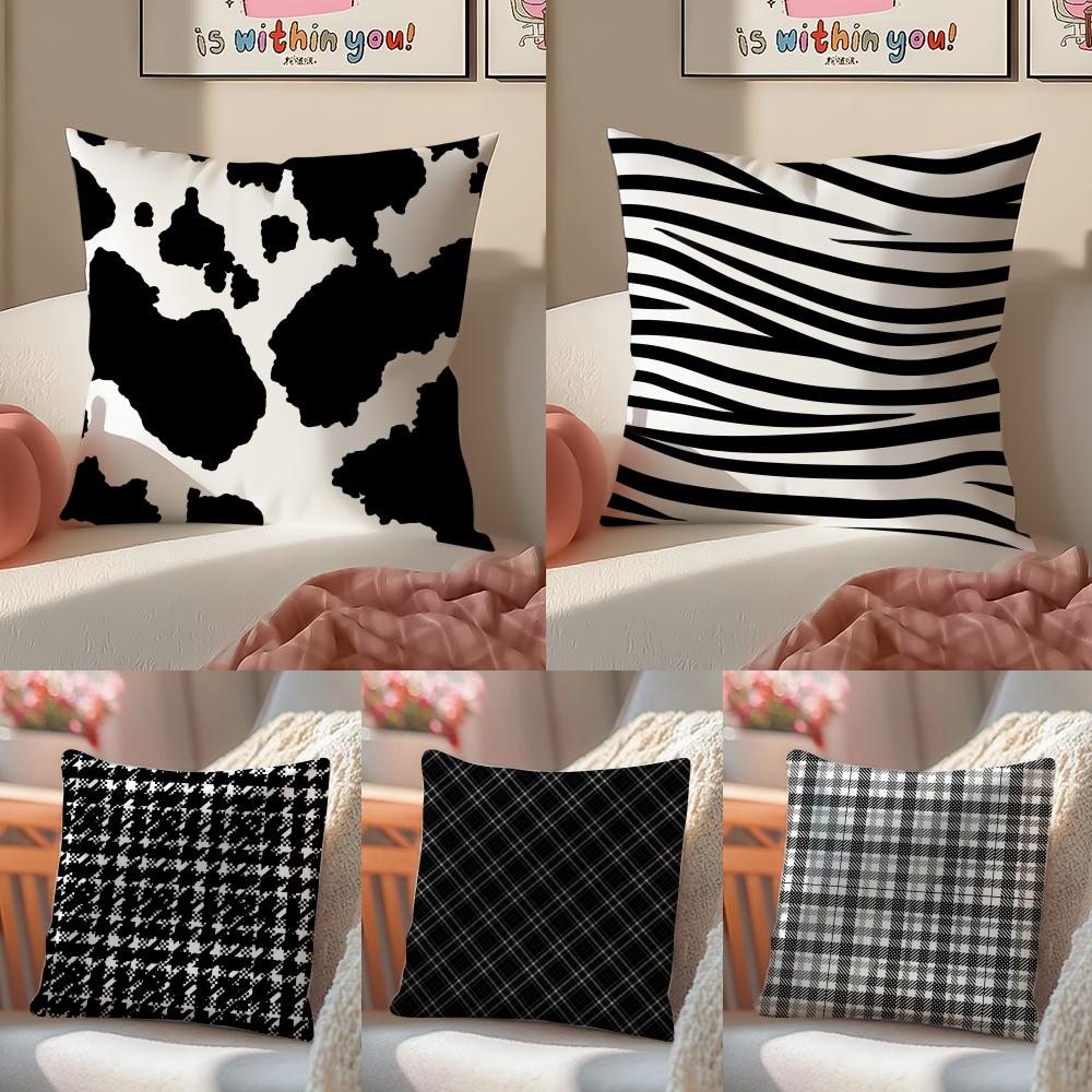 Black And White Minimalist Style Pillow Case Sofa Living Room Bedroom Headboard Backrest Cushion Square Cushion