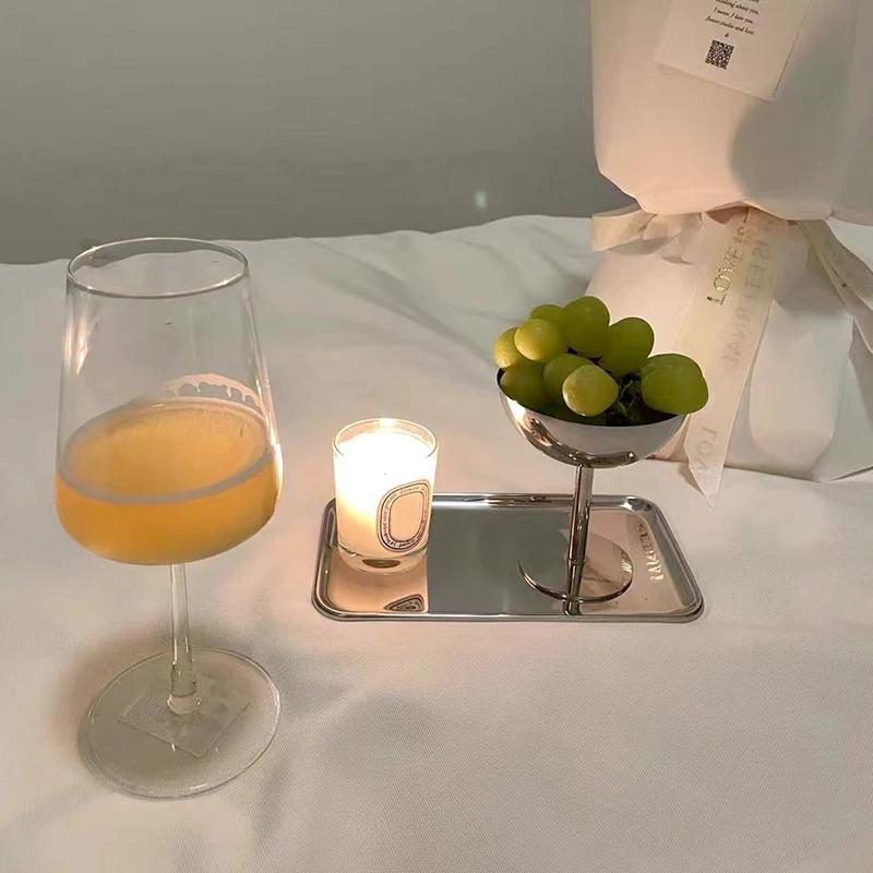 Creative Stainless Steel Ice Cream Cup Container Kitchen Bar Wine Glass Metal Salad Bowl Dessert Fruit Plate Party Supplies