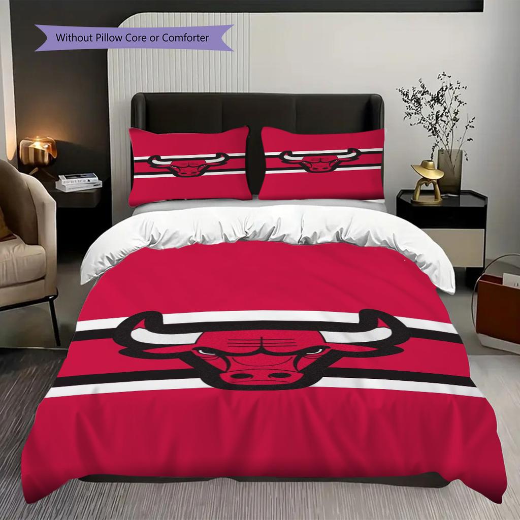 Set da tre pezzi Logo Chicago Bulls(1 * copripiumino + 2 * federa, senza nucleo) Copripiumino e federa regalo di Natale compleanno
