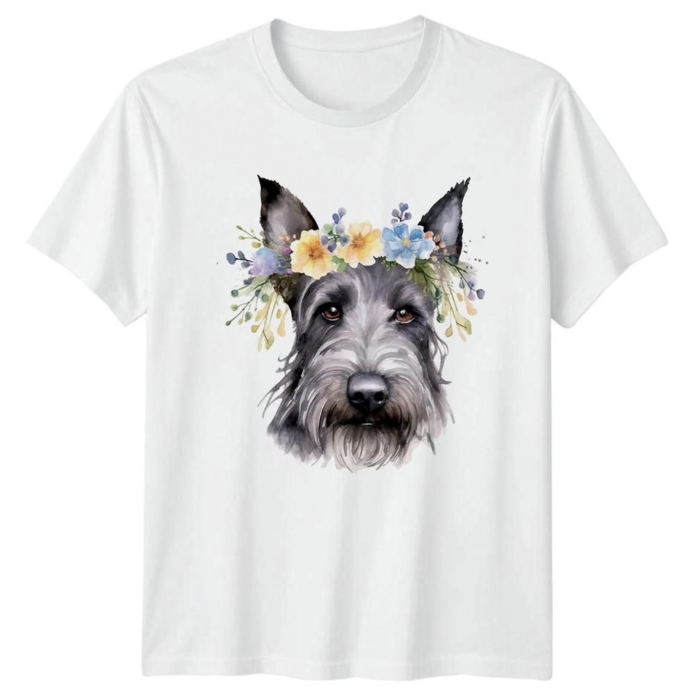 Watercolor Schnauzer Dog With Floral Schnauzer Dog Pet Mothers Day S