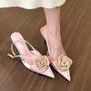 Women Sandals Summer Sexy Fashion Flower Woman Shoes Pointed Toe High Heels Sandals Wedding Slingback Luxury Woman Pumps
