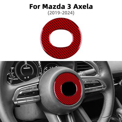 Carbon Fiber For Mazda 3 Axela 2019-2024 Steering Wheel Center Trim Anti Scratch Sport Interior Decor Modification Accessories