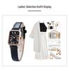Gedi Retro Small Square Dial Ladies Waterproof Leather Strap Quartz Watch