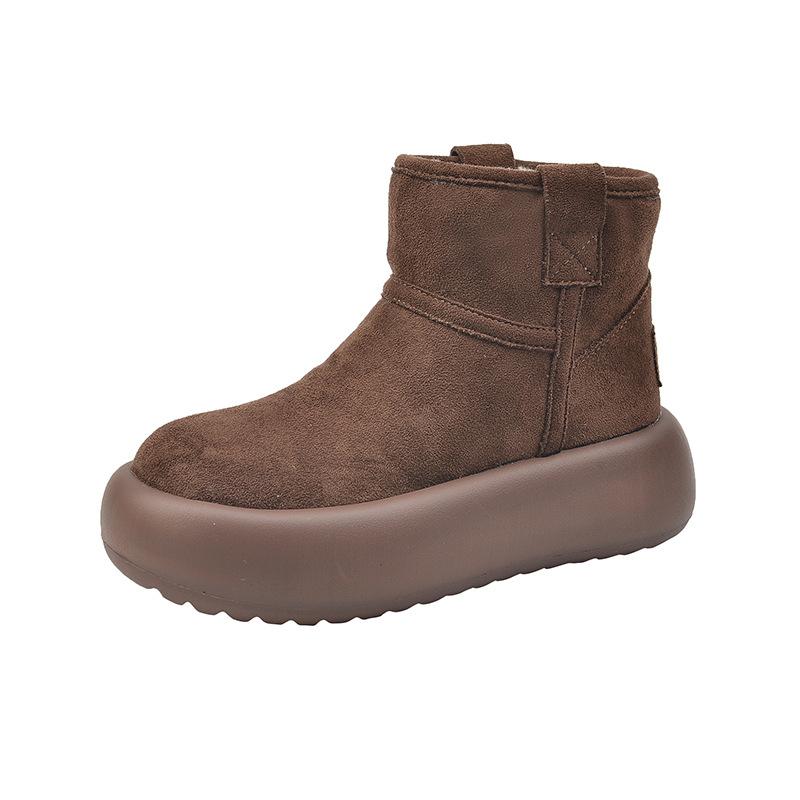 Women's fashion lightweight height-enhancing soft sole winter warm one-step fur one snow boots velvet lined non-slip casual sports cotton boots