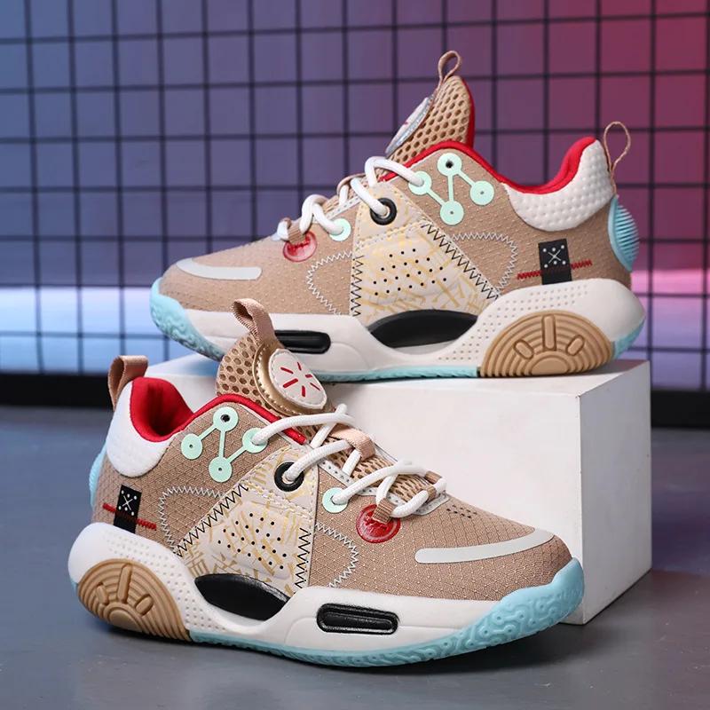 Fashion Children Brand Boys Basketball Shoes Thick Sole Non-Slip Girls Kids Sneakers Child Mesh Shoes Boy Girl Trainer Basket Boots
