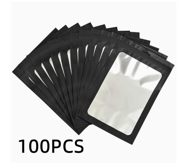 100 PCS Black Plastic Jewelry Bags, 10.5 15 Cm, for Packaging and Storage