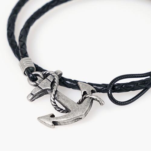 Jbans Classic Double Line Anchor 420 Jade Cut 412 Bracelet Set (C1801-Se045Bk)