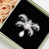 Alloy Diamond Set Pearl Bow Brooch Girl Cute Pin Vintage Popular Brooch Accessories