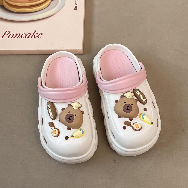 

Hole shoes women s summer outer wear new indoor home non-slip muffin thick sole heightening bag head half slippers 35-36 белый