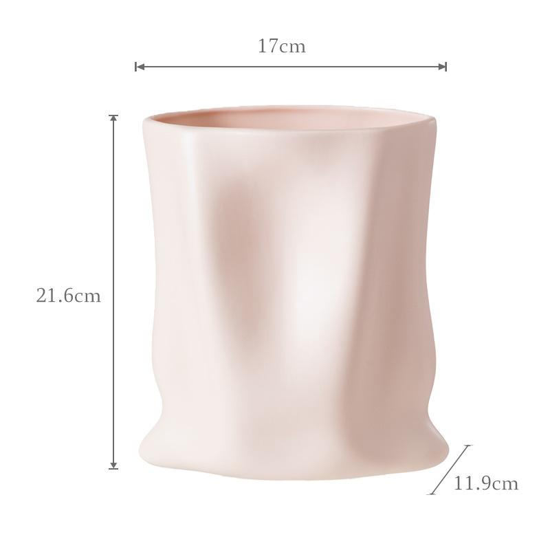 

Imitation Cloth Bag Pleated Texture Ceramic Vase Plant Pots Table Decoration Flower Arrangement Floral Vase Room Aesthetic Decor