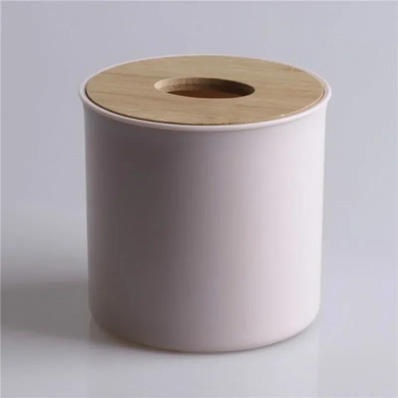 Round Tissue Box Plastic Tissue Holder Roll Paper Napkin Storage Home el Car Tissue Holder Desk Solid Color Toilet Paper Box