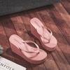 High-heeled Slippers Women's Summer Thick-soled Flip-flops Beach Shoes Wedge-heeled Sandals and Slippers Platform Shoes Candy Color