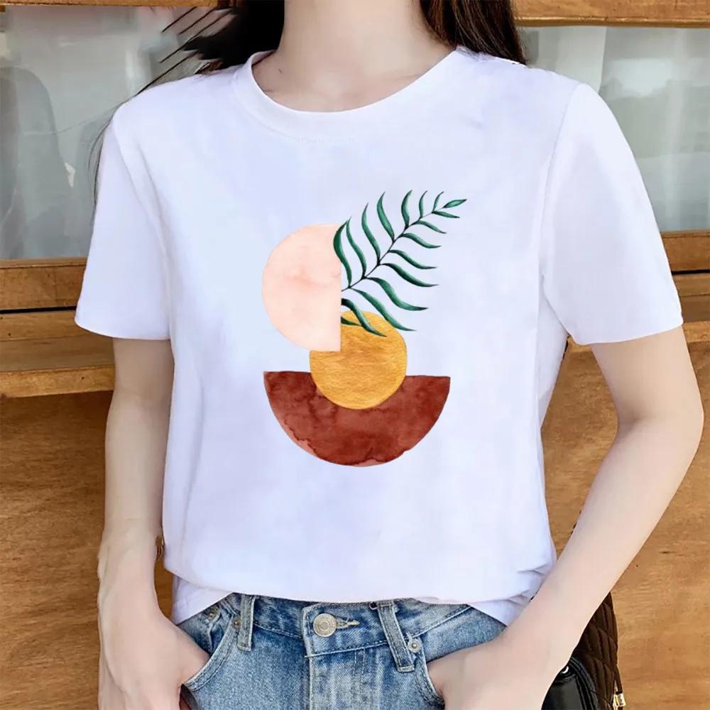 Womens Trendy Short Sleeve Tshirt Cartoon Plant Beach Print Casual Graphic Regular Fit Womens Clothing Fashion T Shirts